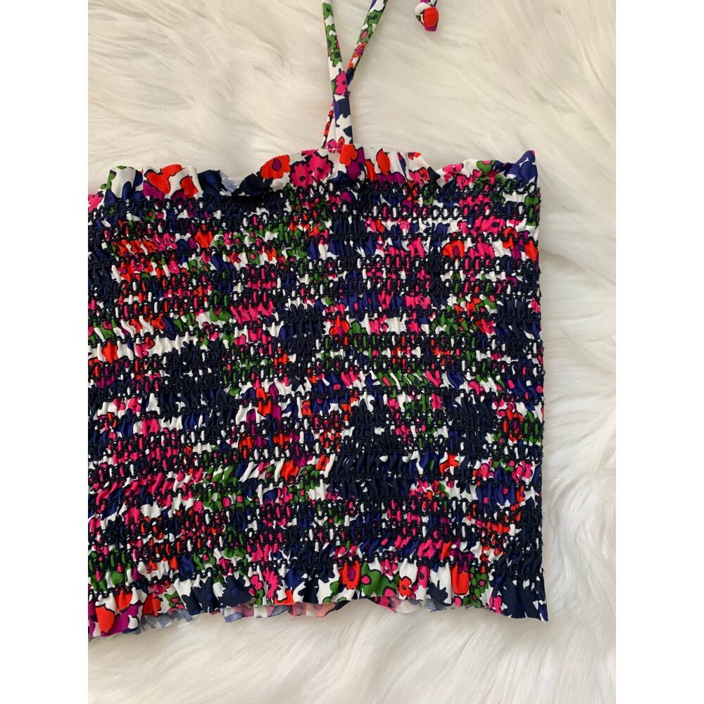 J Crew Watermark Floral Smocked Bandeau Bikini Top Size Medium - Picture 4 of 10